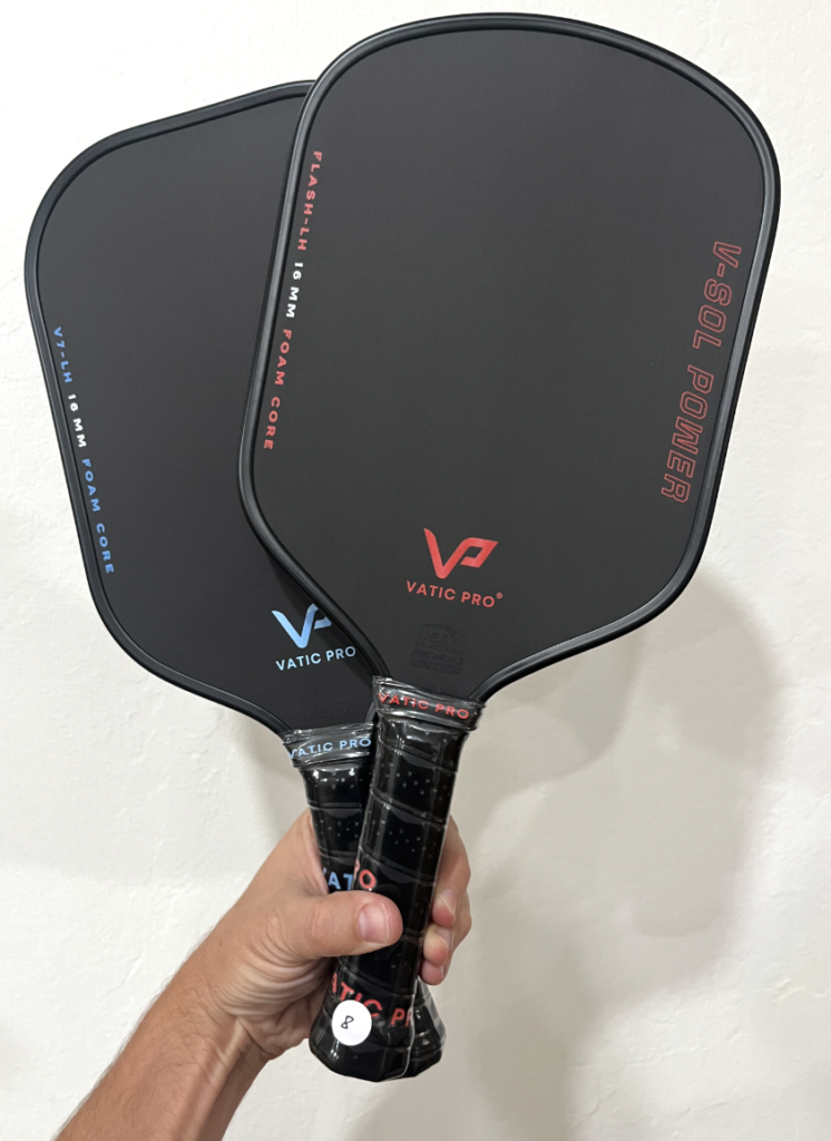 Picture of the budget Vatic Pro V-Sol Power and Pro pickleball paddle.